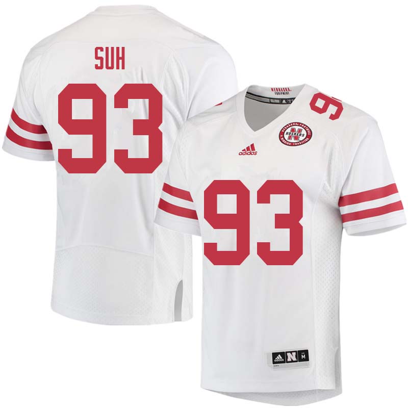 Men #93 Ndamukong Suh Nebraska Cornhuskers College Football Jerseys Sale-White
